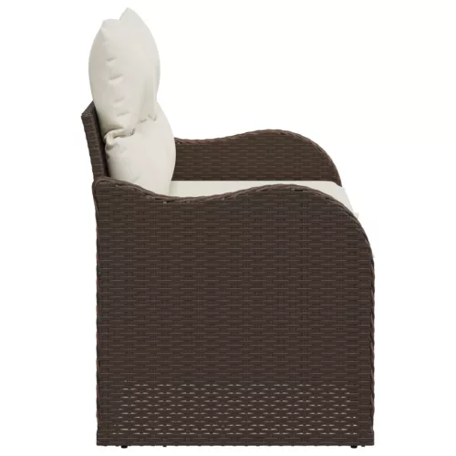  2-Fős Kerti Kanapé Párnákkal Barna Poli Rattan