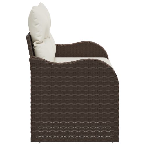  2-Fős Kerti Kanapé Tárolóval és Párnákkal Barna Polirattan