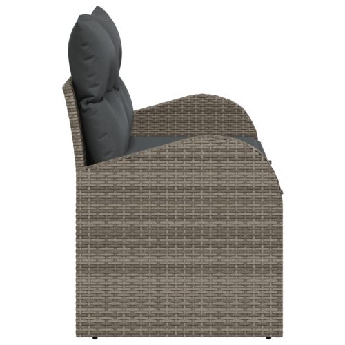  2-üléses Kanapé Párnákkal Szürke Polirattan