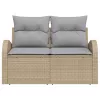  2-Fős Kerti Kanapé Párnákkal Bézs Polirattan