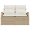  2 személyes kert kanapé párnákkal Bézs polirattan