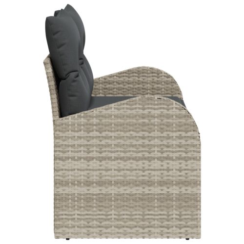  2 személyes kertibútor párnákkal világosszürke poli rattan