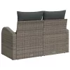  2 személyes kerti kanapé tárolóval és párnákkal, szürke poli rattan