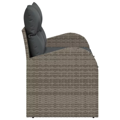  2 személyes kerti kanapé tárolóval és párnákkal, szürke poli rattan