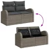 2 személyes kerti kanapé tárolóval és párnákkal, szürke poli rattan
