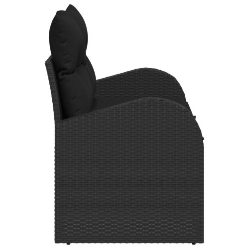  2 személyes kertiszofa tárolóval és párnákkal fekete polirattan