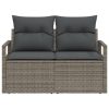 2-Fős Kerti Kanapé Párnákkal Szürke Polyrattan