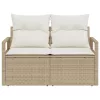  2 üléses kertibútor tárolóval és párnákkal Bézs Poli Rattan