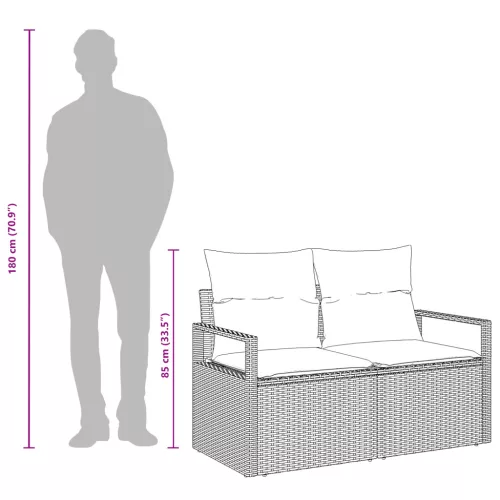  2 üléses kertibútor tárolóval és párnákkal Bézs Poli Rattan