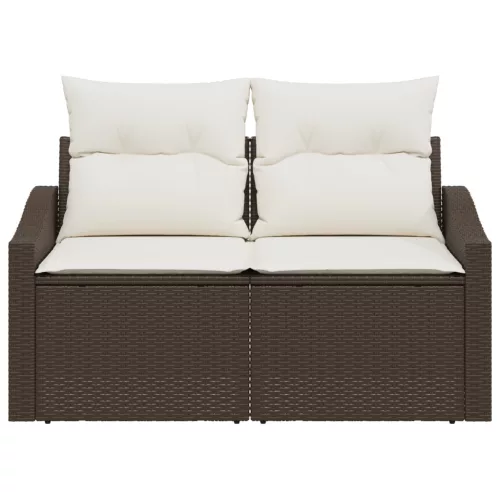  2-Személyes Kerti Kanapé Párnákkal Barna Polirattan