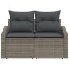  2-Fős Kerti Kanapé Párnákkal Szürke Poli Rattan