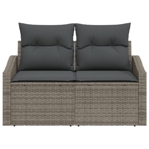  2-Fős Kerti Kanapé Párnákkal Szürke Poli Rattan