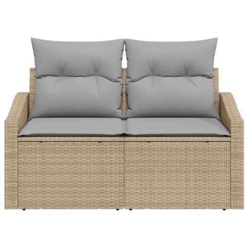  2-Fős Kerti Kanapé párnákkal Bézs Polirattan