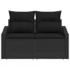  2 férőhelyes kertiszófa tárolóval és párnákkal, fekete poli rattan