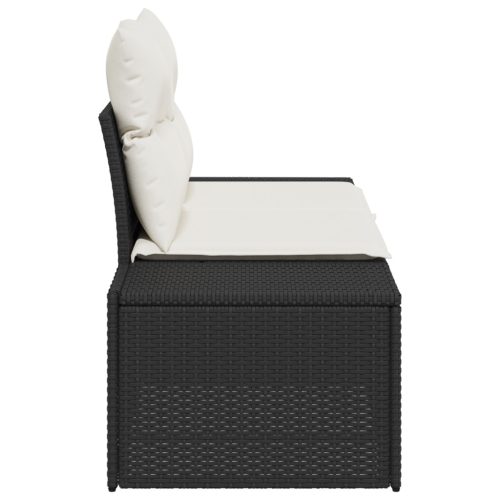  2-személyes kert kanapé párnákkal Fekete Poli Rattan