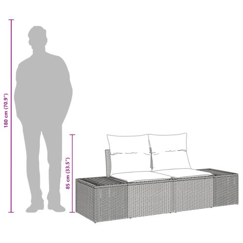  2-Személyes Kerti Kanapé Párnákkal Bézs Poli Rattan