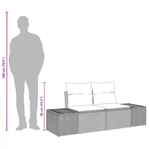  Kerti kanapé párnával 184 x 62 x 69 cm polirattan
