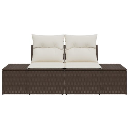  2 üléses kerti kanapé tárolóval és párnákkal Barna Poli Rattan