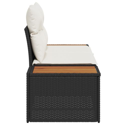  2 személyes kerti kanapé párnákkal - Fekete polirattan