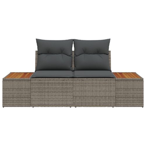  2-Személyes Kerti Kanapé Párnál Szürke Polirattan