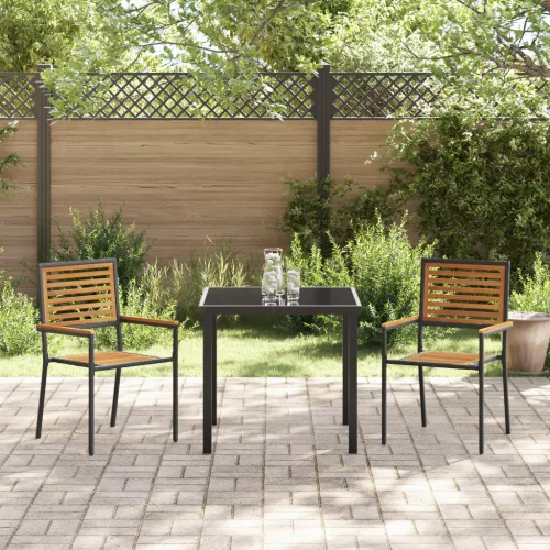  Összecsukható Kerti Székek - 2 db-os csomag, Fekete Poli Rattan