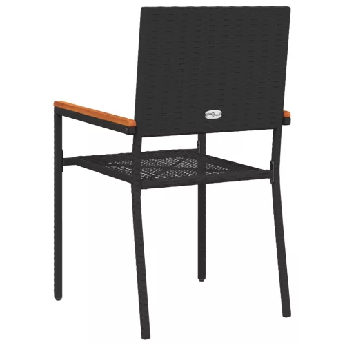  Összecsukható Kerti Székek - 2 Darabos Szett Fekete Polirattan