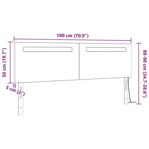  LED ágytámla Fekete 180 cm Műbőr