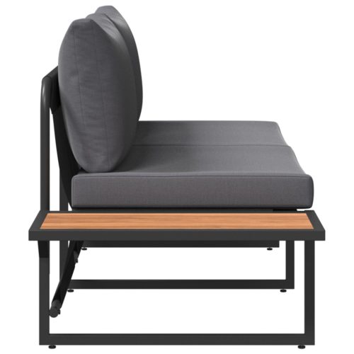  2-Fős Kerti Kanapé Antracit Párnákkal