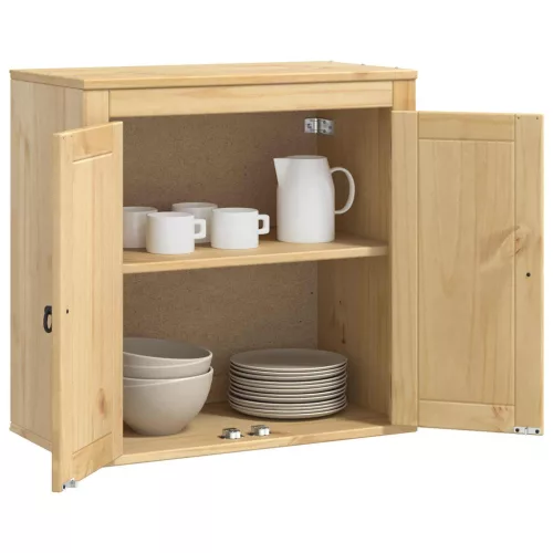  Cabinet polcokkal tárolóval Méz 60 x 32 x 40 cm Tömör fenyőfa