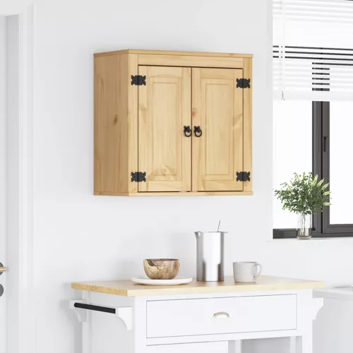  Cabinet polcokkal tárolóval Méz 60 x 32 x 40 cm Tömör fenyőfa