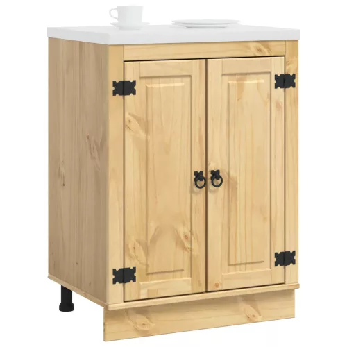  Cabinet polcokkal tárolóval Méz 60 x 46 x 81,5 cm Tömör fenyőfa