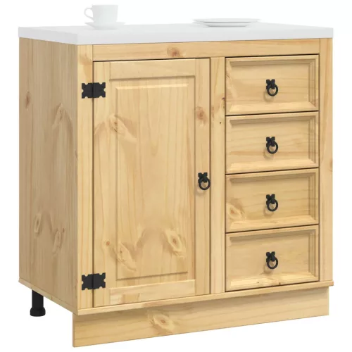  Cabinet fiókkal polcokkal Méz 80 x 46 x 81,5 cm Tömör fenyőfa