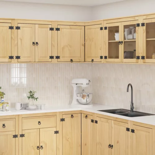  Cabinet polcokkal tárolóval Méz 80 x 80 x 60 cm Tömör fenyőfa