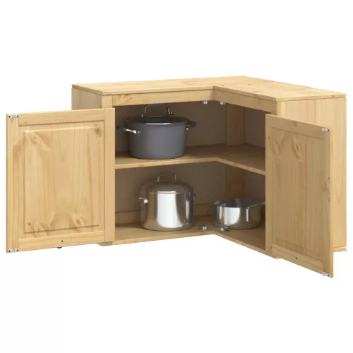  Cabinet polcokkal tárolóval Méz 80 x 80 x 60 cm Tömör fenyőfa