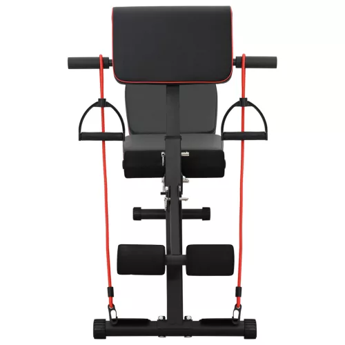  Állítható súlyzópaddal ellenállás sávokkal 150 kg Fekete Acél