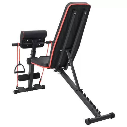  Állítható súlyzópaddal ellenállás sávokkal 150 kg Fekete Acél