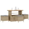  4 darabos kert étkező szett párnákkal Bézs poli rattan akácia
