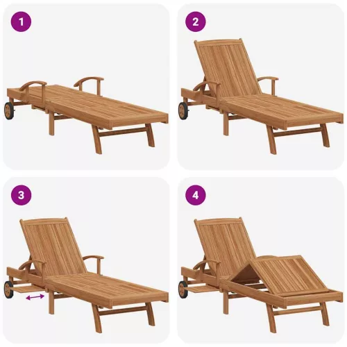  Napozóágy párnával Barna 195 x 59 x 78,5 cm Tömör Teakfa