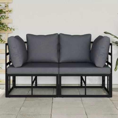  Kültéri bútor szettek párnával párnával 2 pcs Fekete és Antracit