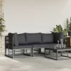  Kültéri bútor szettek párnával párnával 3 pcs Fekete és Antracit
