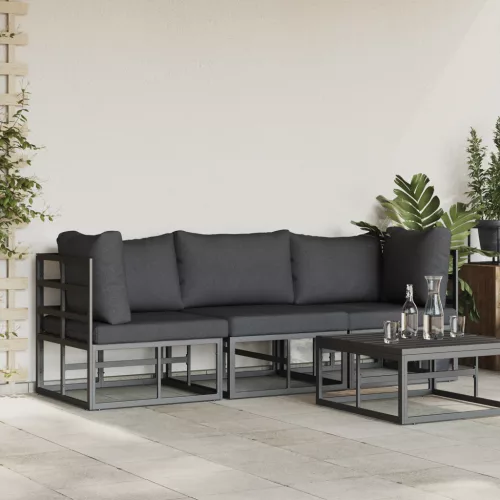  Kültéri bútor szettek párnával párnával 3 pcs Fekete és Antracit