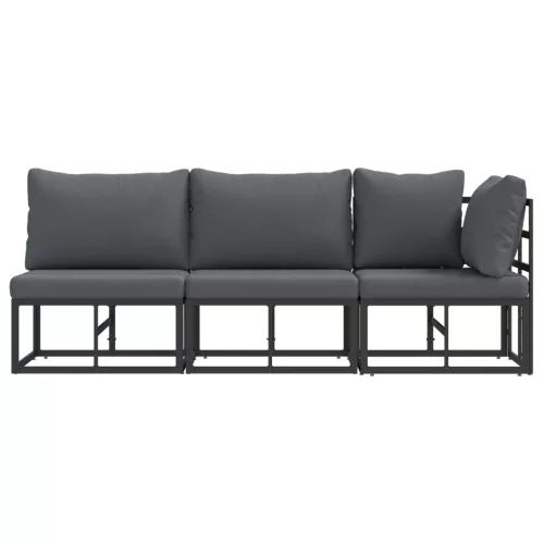  Kültéri bútor szettek párnával párnával 3 pcs Fekete és Antracit