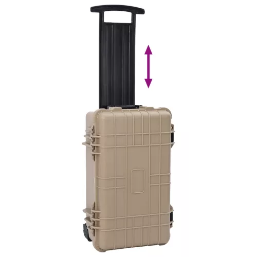  Kerekes Védő Kemény Tok Kihúzható Fogantyúval Homokszínben