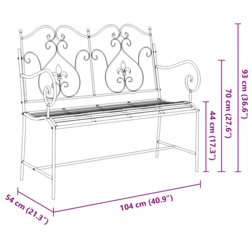  Pad Fehér Fém 104 x 54 x 93 cm Tartós Kültéri Pad