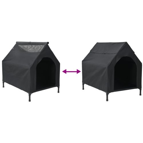  kutyaház fekete poliészter szövetből és acélból