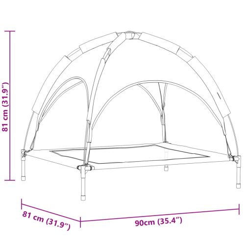  Emelt kutyaágy levehető tetővel Ezüst szürke L Fém