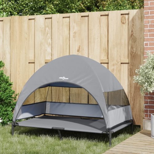  emelt kutyaágy levehető tetővel világosszürke XL acél