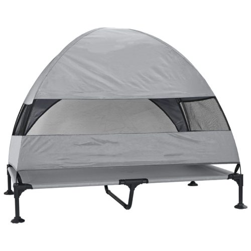  emelt kutyaágy levehető tetővel világosszürke XL acél