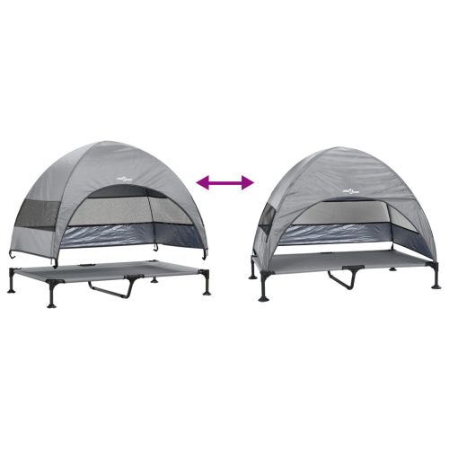  emelt kutyaágy levehető tetővel világosszürke XL acél