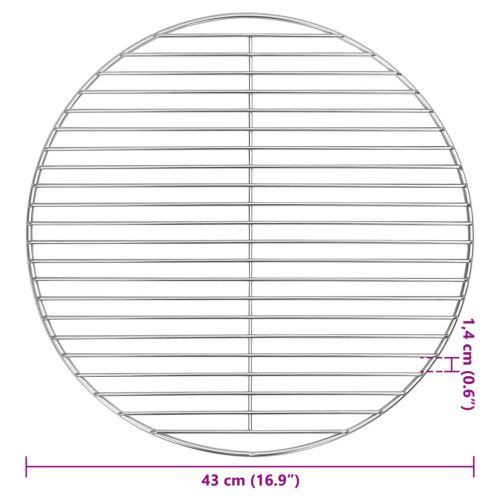  BBQ Grill Rács Ezüst Ø43 cm Rozsdamentes acél